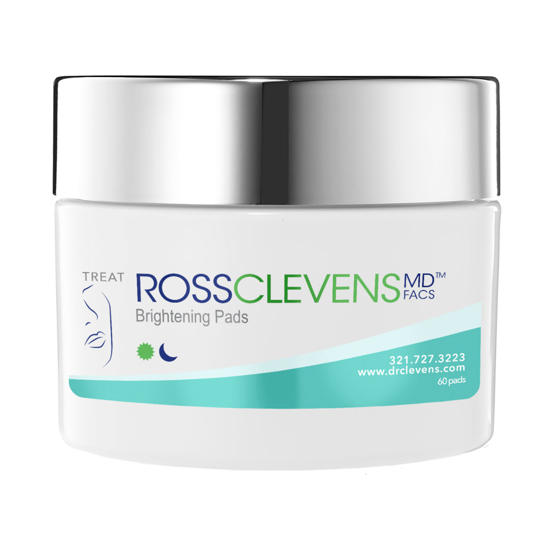A container of Ross Clevens MD Brightening Pads for skin care.